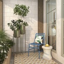 Metal Dome Planter on Stand Silver 39in