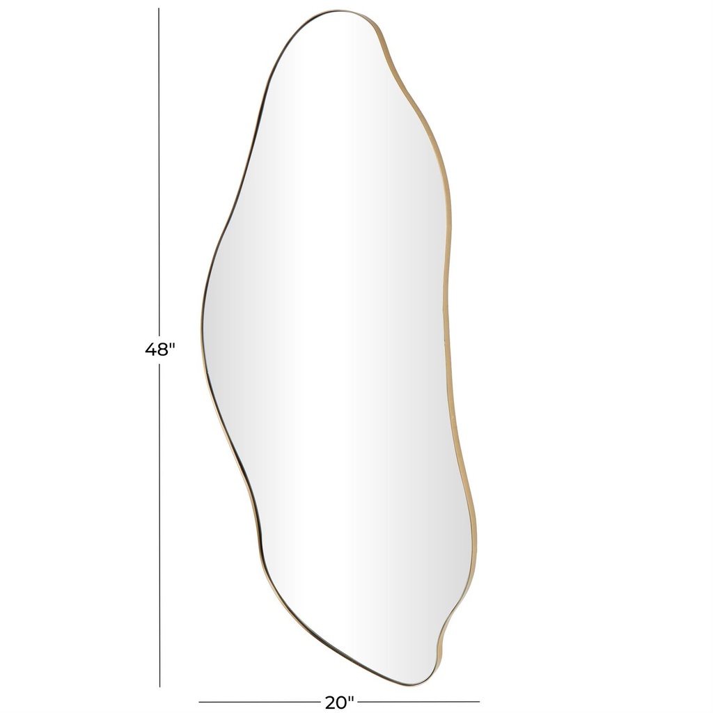 Organic Shape Wall Mirror Gold Frame 20x48in