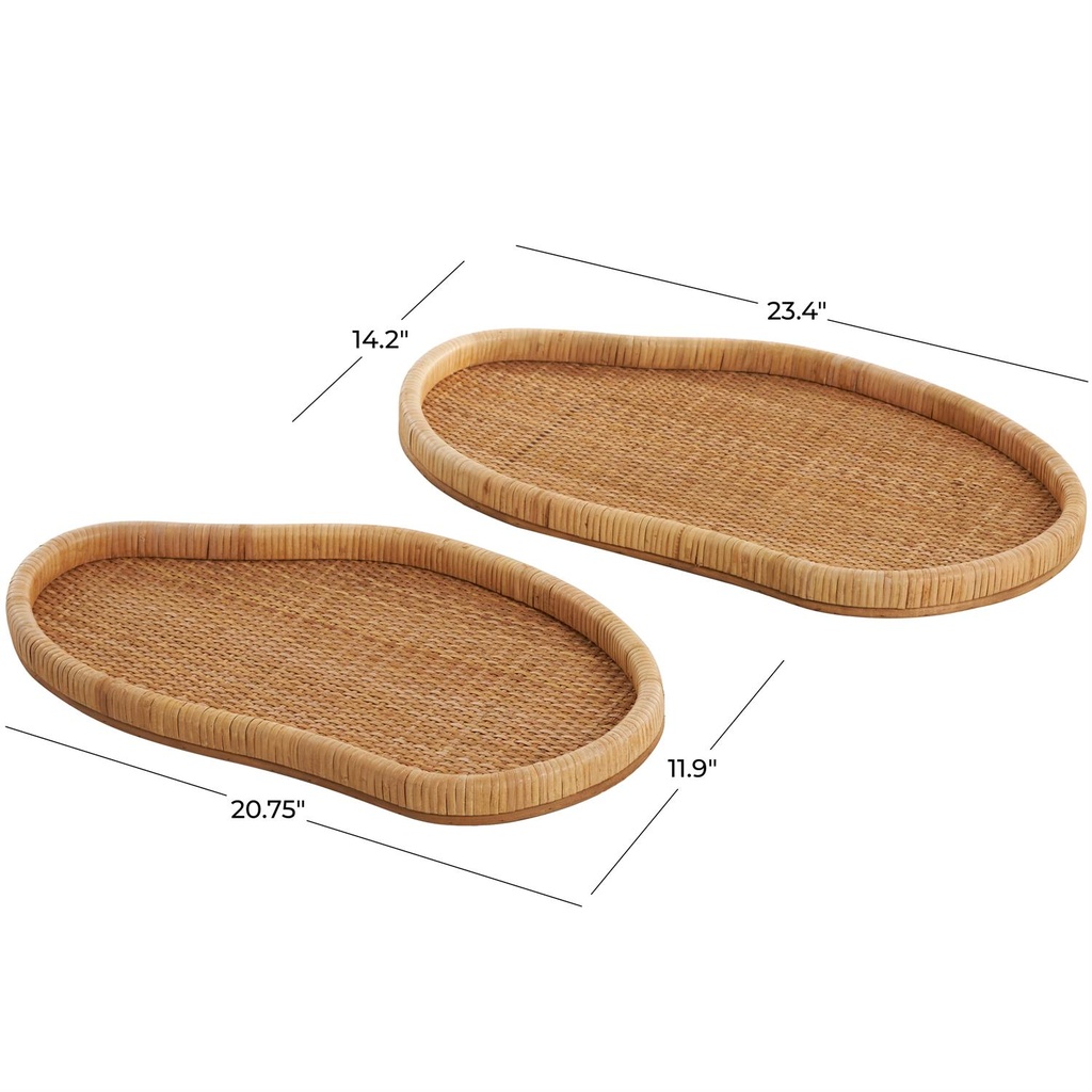 Rattan Organic Shape Tray 21in