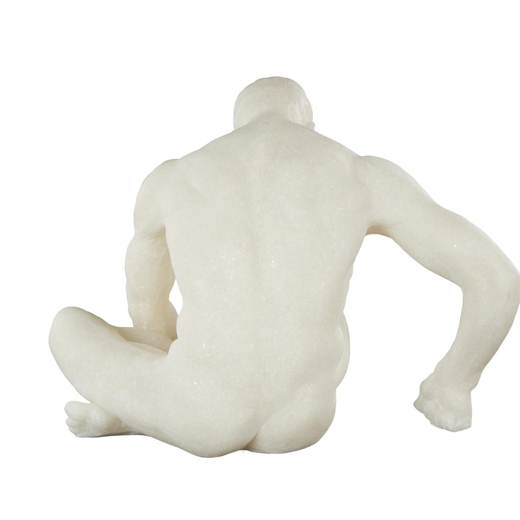 Sitting Man Sculpture White 12in