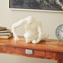 Sitting Man Sculpture White 12in
