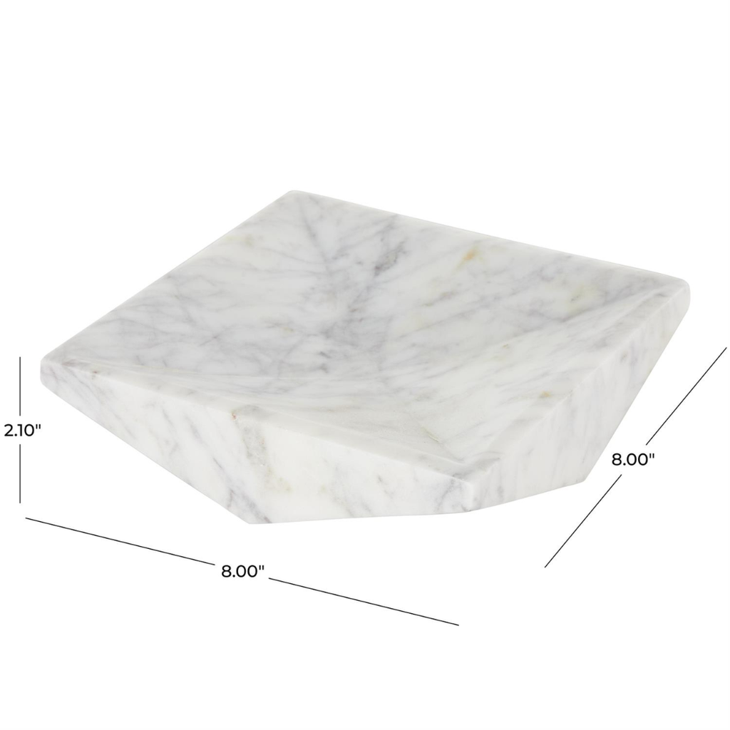 White Marble Geometric Tray 10in