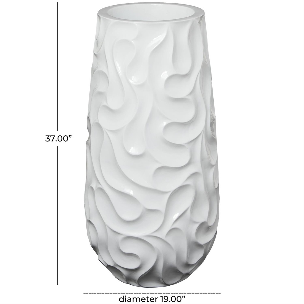 Wave Resin Floor Vase White 37in