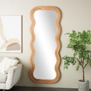 Wavy Floor Mirror Natural Wood 29x73in