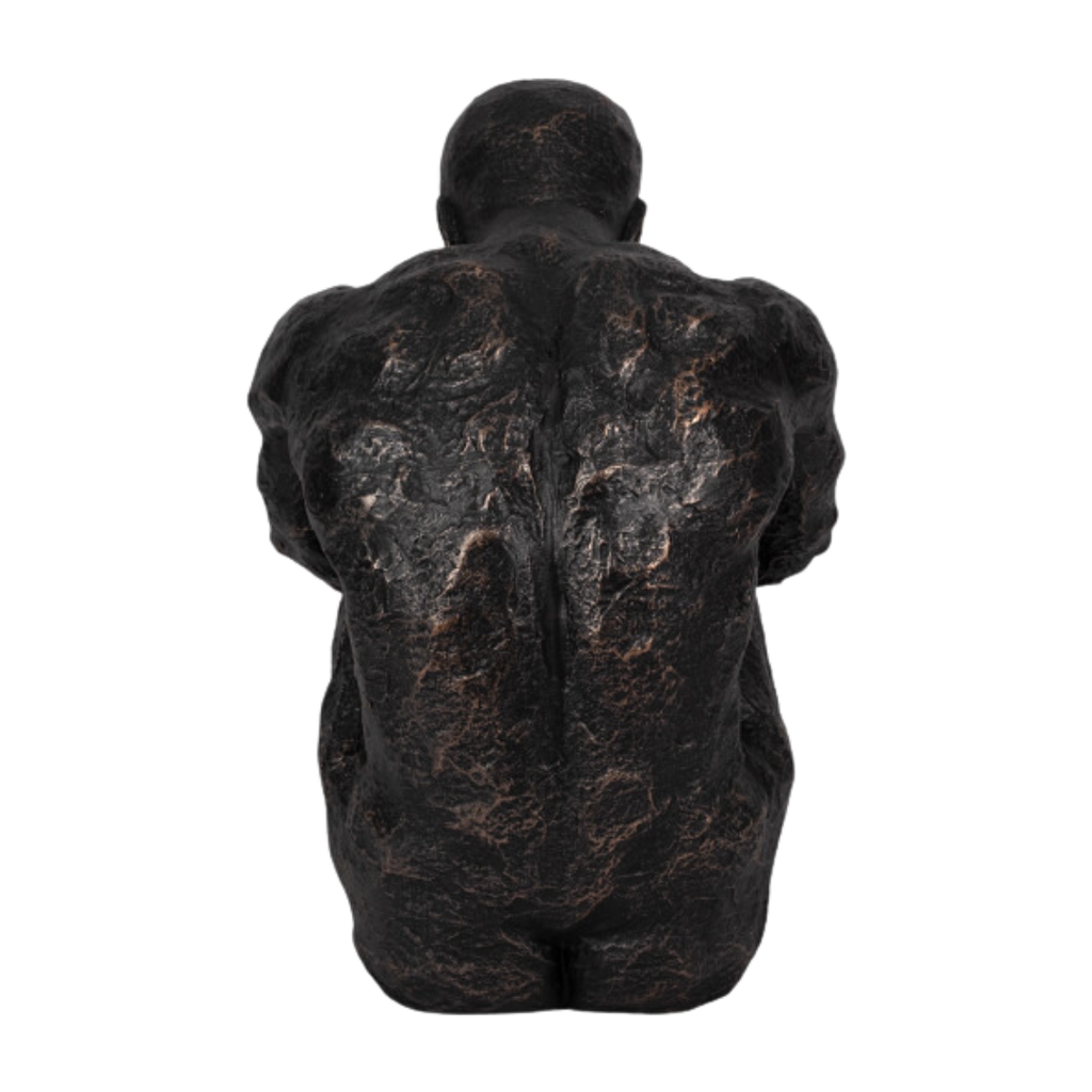 Sitting Man Figurine Bronze 9in