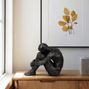 Sitting Man Figurine Bronze 9in