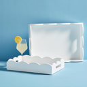 Scallop Nested Lacquer Tray White 10x15in