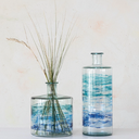 Blue Ombre Recycled Glass Vase 8x10in