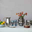 Bubble Glass Vase Chrome Finish 9in