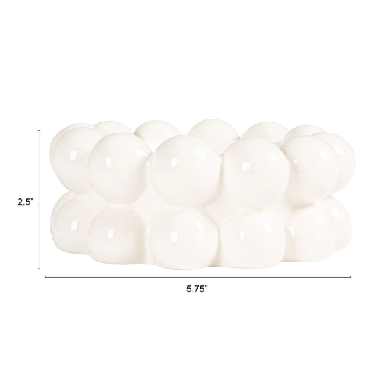 Bubble Stoneware Bowl White 6in
