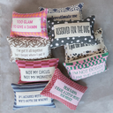 Embroidered Lumbar Pillow "Dear Karma" 9x14in