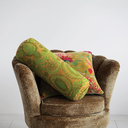 Flowers Velvet Pillow With Pom Pom Trim 20x20in