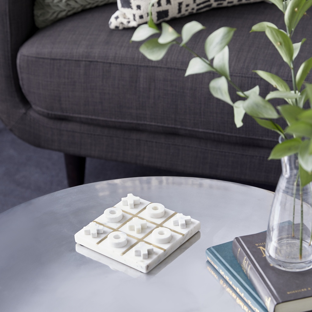 White Marble Tic Tac Toe
