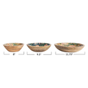Floral Design Enamel Wood Bowls 