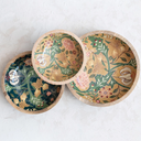 Floral Design Enamel Wood Bowls 