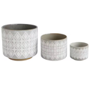 Patterned Stoneware Planters Grey White 10in