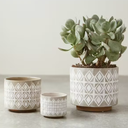 Patterned Stoneware Planters Grey White 10in
