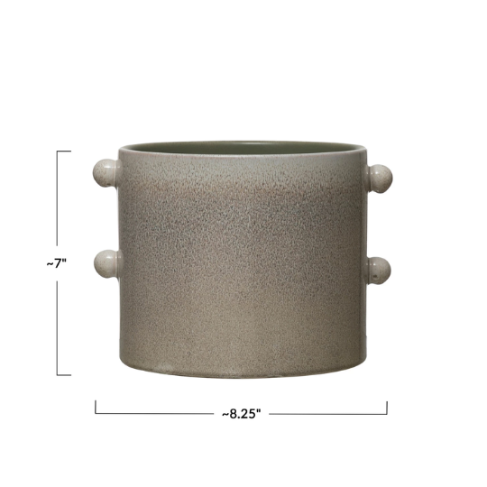 Reactive Glaze Stoneware Planter Cream 8x7in
