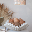 Ruffled Centerpiece Bowl Cream Stone Finish 20in