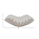 Ruffled Centerpiece Bowl Cream Stone Finish 20in