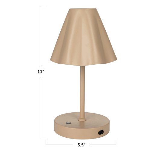 Ruffled LED Table Lamp With Touch Sensor Cream 11in