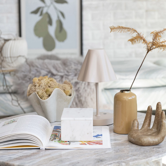 Ruffled LED Table Lamp With Touch Sensor Cream 11in