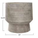 Stoneware Footed Planter With Debossed Lines Cream 15x16in