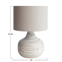 Whitewashed Bamboo Table Lamp 21in
