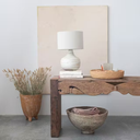 Whitewashed Bamboo Table Lamp 21in