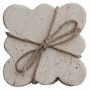 Travertine Coasters With Scalloped Edge 4pc