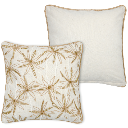 Casablanca Pillow Gold Palms 16x16in