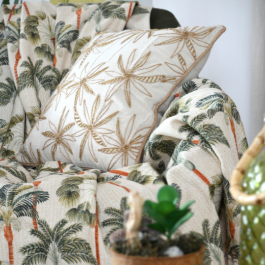 Casablanca Pillow Gold Palms 16x16in