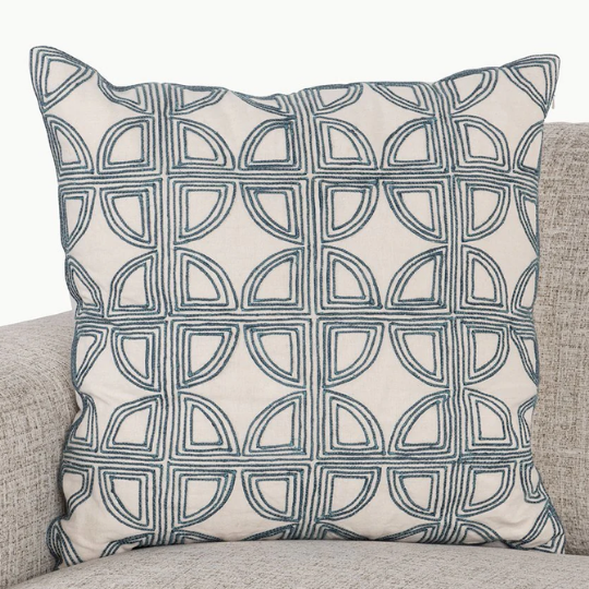 Elea Pillow Ivory Navy 22x22in