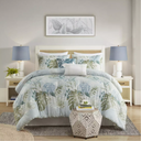 Kiawah Island Oversized Cotton Queen Comforter Set with Throw Pillow 6 pc
