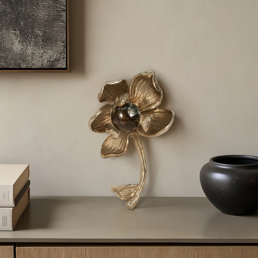 Darby Metal Flower Champagne 9in