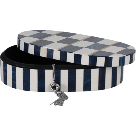 Oval Checkered Box Blue 12in