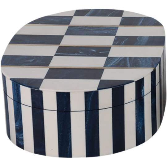 Oval Checkered Box Blue 12in