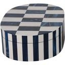 Oval Checkered Box Blue 12in
