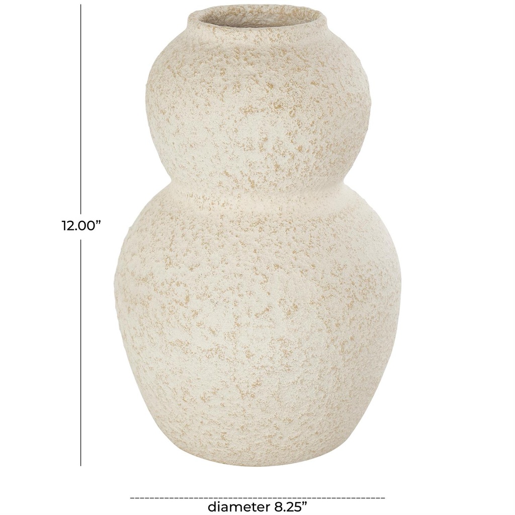 Ceramic Hourglass Textured Vase 12in
