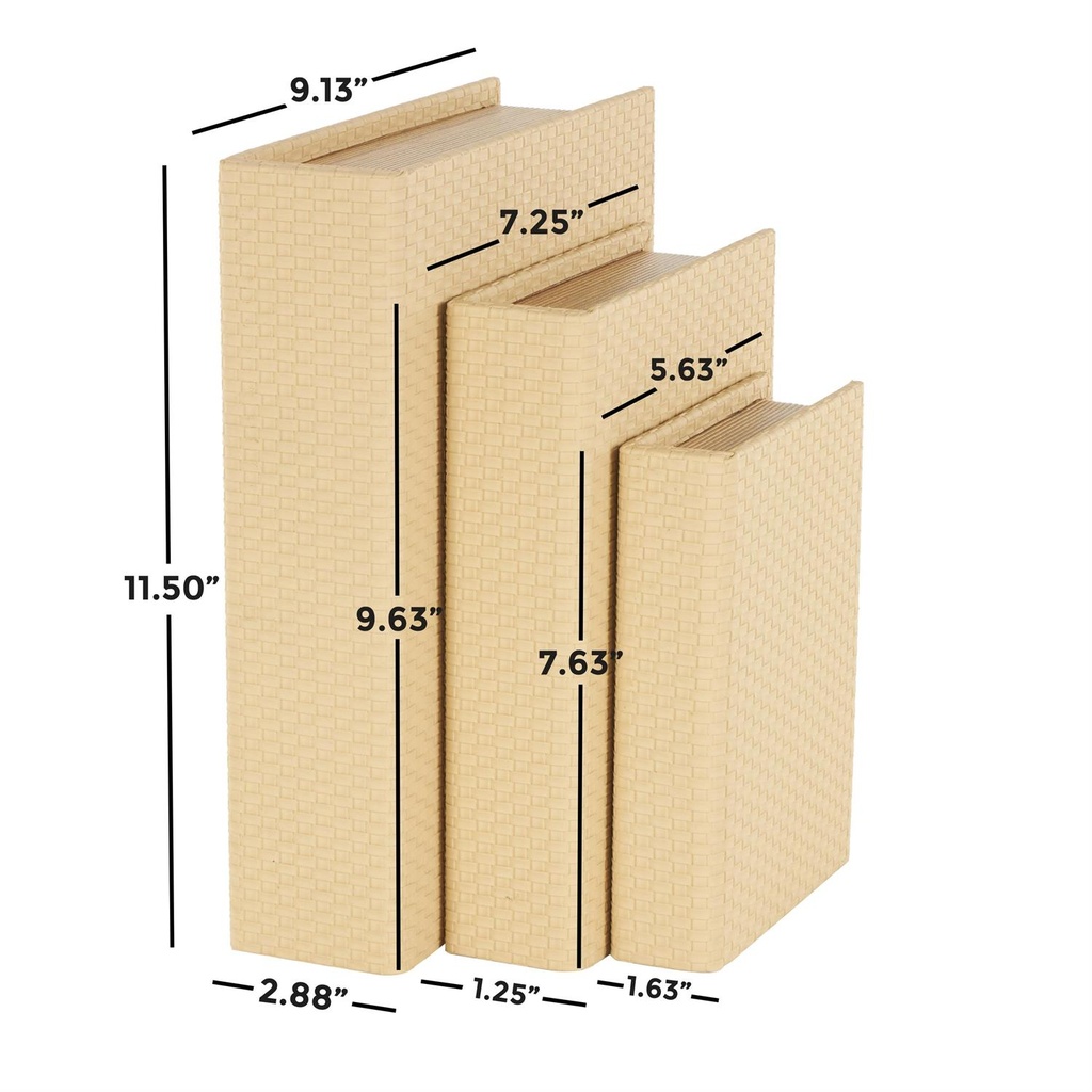Faux Leather Book Boxes Cream 3pc