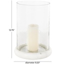 Hammered Glass Candle Holder With Marble Base 13in