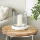 Hammered Glass Candle Holder With Marble Base 9in