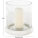 Hammered Glass Candle Holder With Marble Base 9in