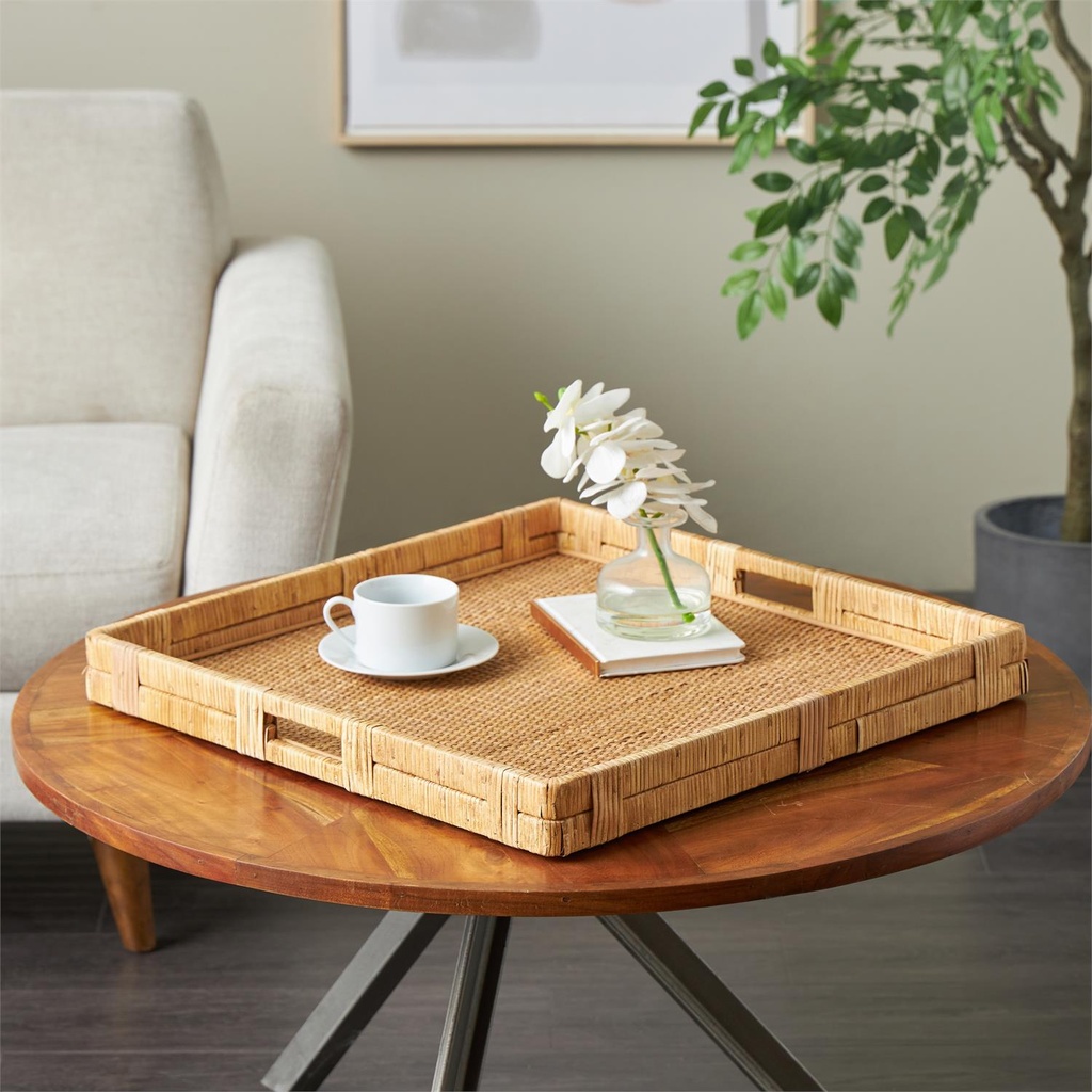 Handmade Rattan Decorative Tray 22x23in