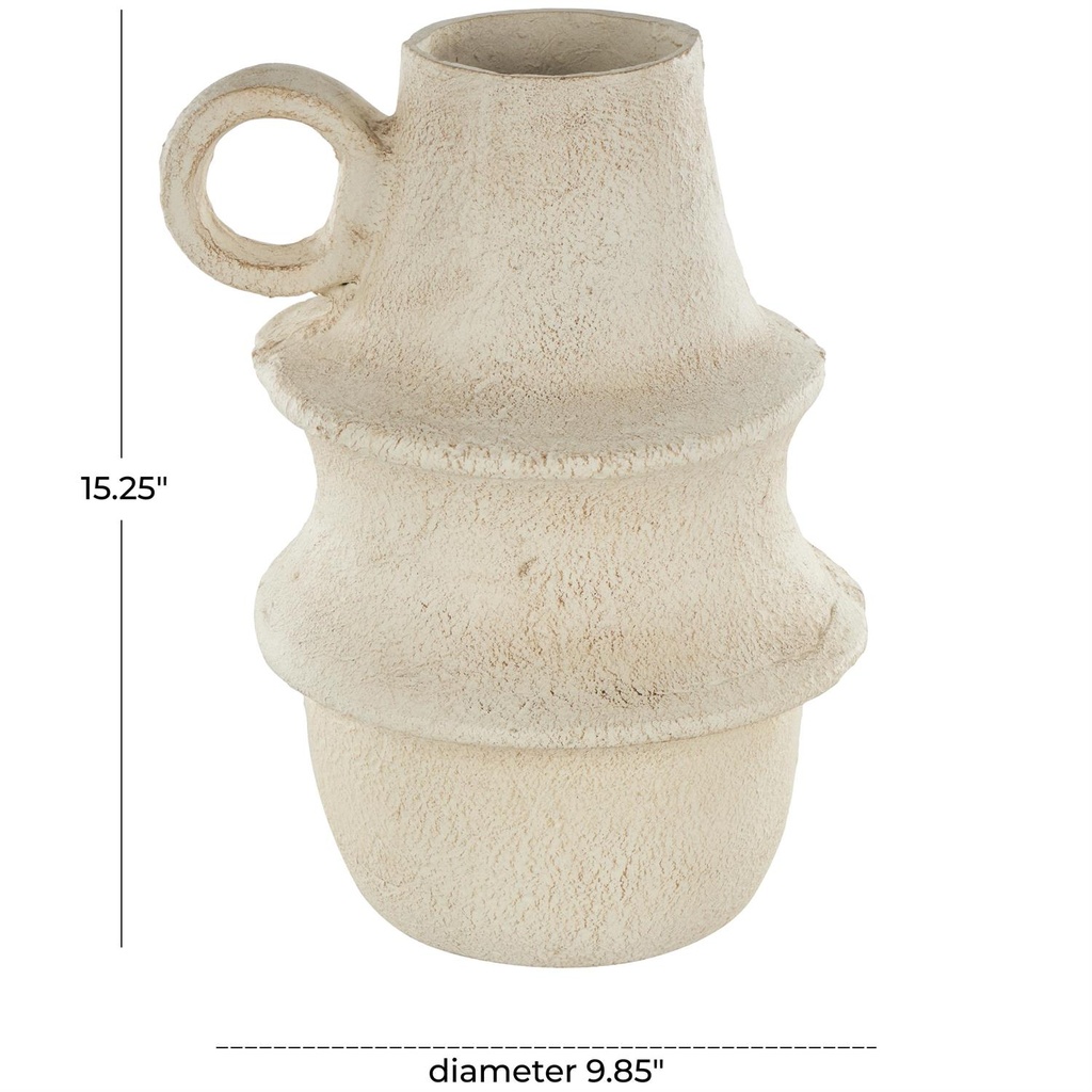 Paper Mache Fluted Vase Cream 10x15in