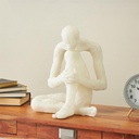 Thinker White Stone Sculpture 14in