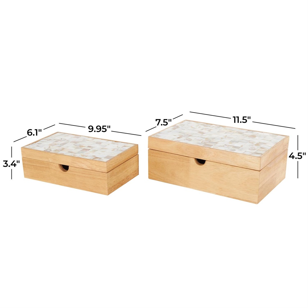 Wood & Seashell Box 12in