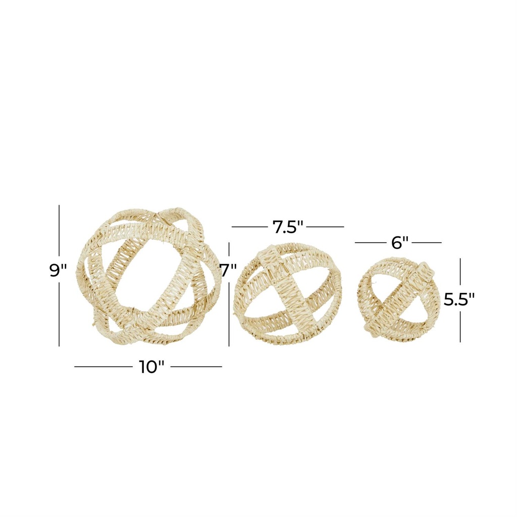 Woven Rattan Open Orbs 3pc