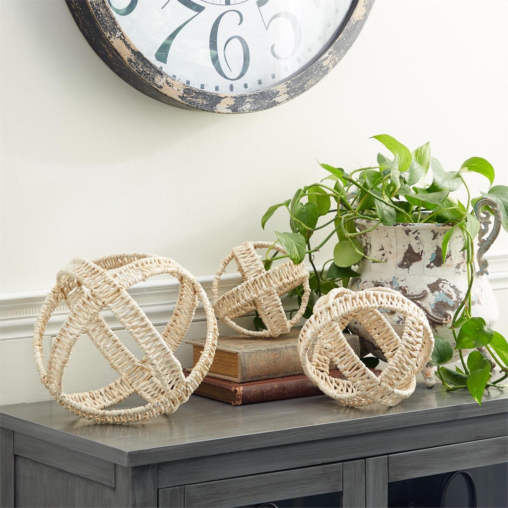 Woven Rattan Open Orbs 3pc