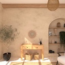 Sun Flore Mirror Rattan 19in